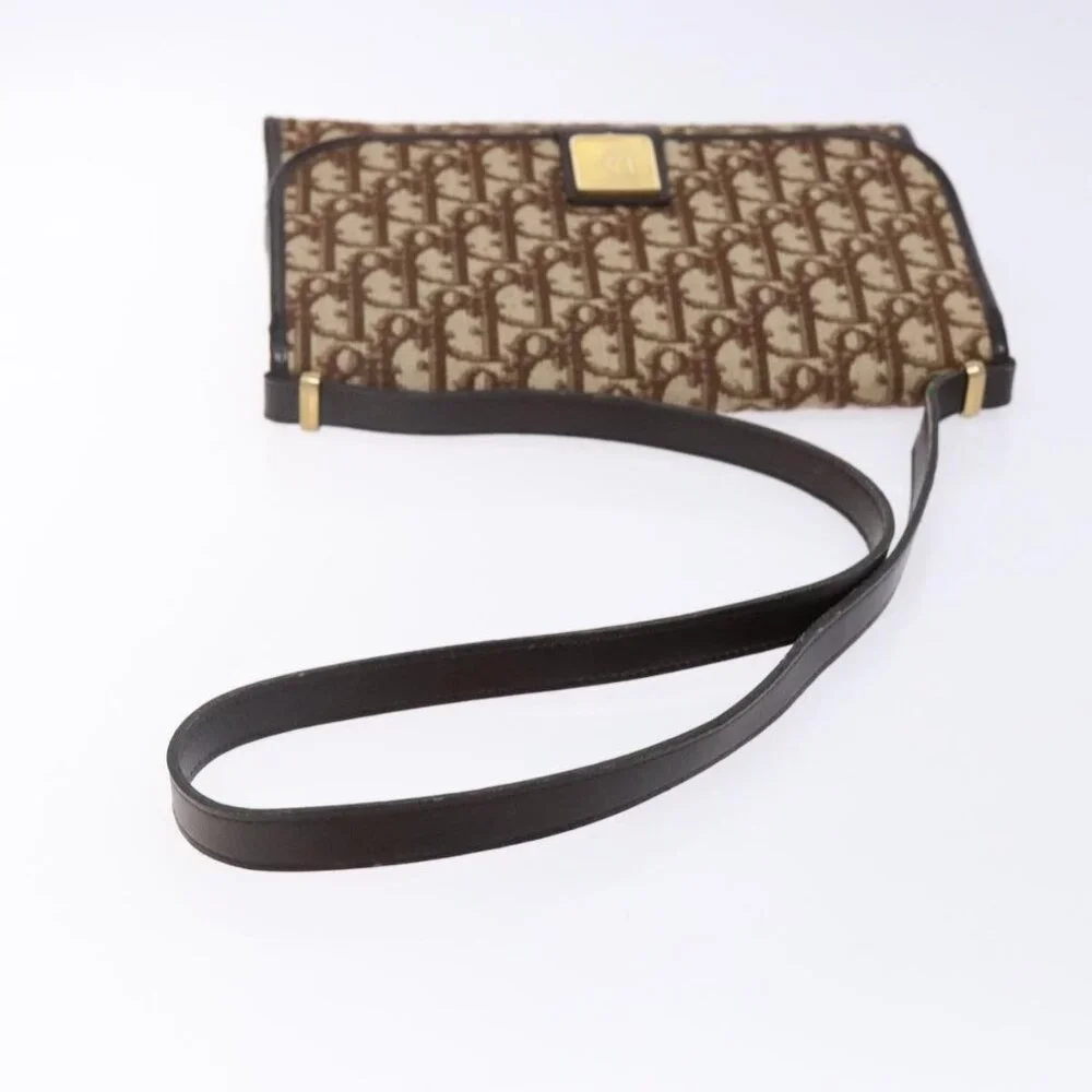 Authentic Christian Dior Trotter Canvas Shoulder Bag Brown Gold - Picture 14 of 16